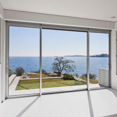 Schlanke Lichtprofil Aluminium Schiebetür Ersatz mit gehärtetem klarem Glas