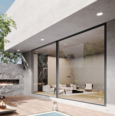 Gehärtetes Glas schlankes Aluminium Schiebetüren Sicherheit mit Mehrpunktsperre