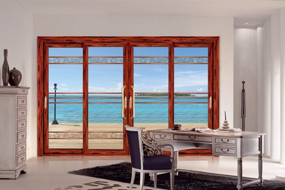 Typhoonbeständigkeit 2 mm dick Aluminium Schiebetüren mit gehärtetem Glas