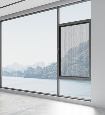 Graue Schwingfenster aus Aluminium mit hoher Belüftung