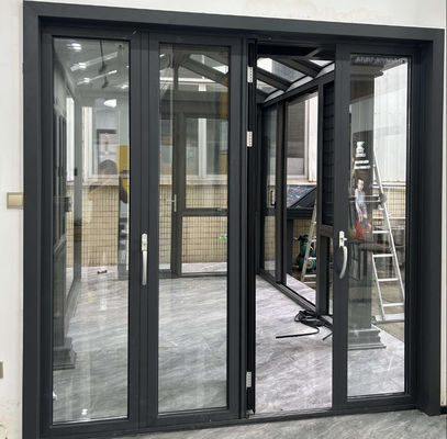 Typhoonbeständige schwarze Aluminium-Zweifachtüren mit dickem Profil