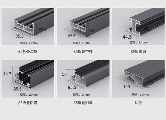 Glatte Klapptüren aus Grau-Aluminium-Zweifachtüren, Hurrikanbeständigkeit