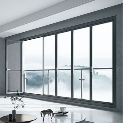 Glatte Klapptüren aus Grau-Aluminium-Zweifachtüren, Hurrikanbeständigkeit