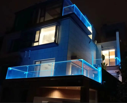 Außenaluminium U-Kanal-Glasgeländer Leichtgewicht mit LED-Licht