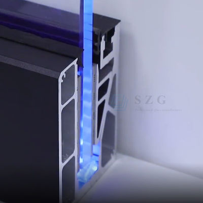 12 mm Treppe ohne Rahmen Glas Balkon Geländer U-Kanal mit LED-Licht