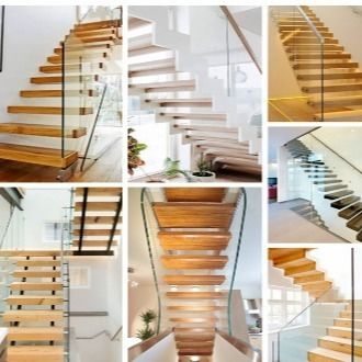 Villa/Abteilung Dekorationstreppe Innenraum offene Treppe Holz schwimmende Glastreppe
