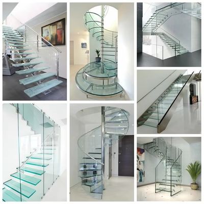 Individuelle Formen Entwurf schwimmende Treppe mit Glasgeländer 10 mm Glasdicke Auswahl