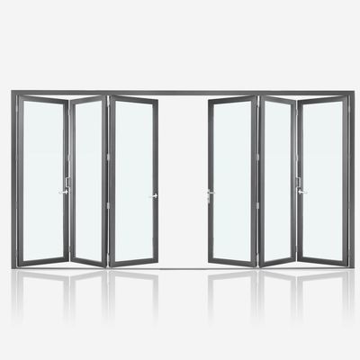 Gehärtetes Glas Aluminium Klappfenster in Gold-Eichen für Kongresszentren