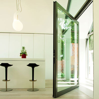 Aluminiumlegierungsrahmen Luxus-Design-Lamierte gehärtetes Glas Drehschraubende Vordertür in kundenspezifischen Größen für Einzel- und Doppelglastyp