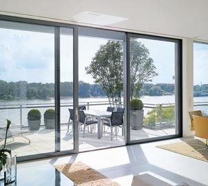 Aluminiumschiebetür für Wohnungen mit Schub- und Ziehöffnungsmethode und doppelt gehärtetem Glas