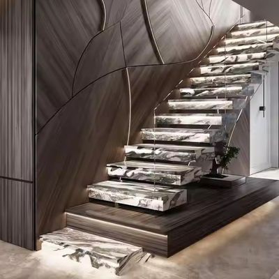 Schwebende gerade Treppe aus natürlichen Marmor für Wohn- oder Gewerbeflächen