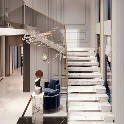 Schwebende gerade Treppe aus natürlichen Marmor für Wohn- oder Gewerbeflächen