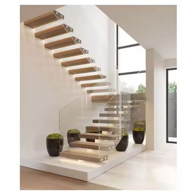 Wandmontierte dekorative Innenräume Massivholz schwimmende Treppen unsichtbare Stringer Haus Umbau Fertigtreppe DIY Installation