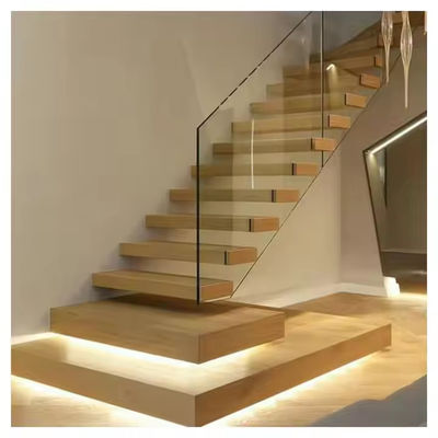 Lamierte Glaslauffläche Anpassungsfähige schwimmende Treppe mit Massivkohlenstoffstahlstringer