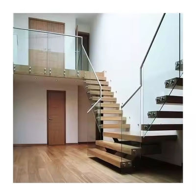 Lamierte Glaslauffläche Anpassungsfähige schwimmende Treppe mit Massivkohlenstoffstahlstringer