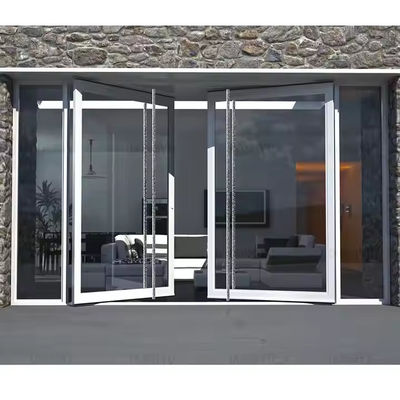 4-12 mm Doppelverglasung Aluminium Drehtür mit klarem Glas und Edelstahl Screen Netting Material