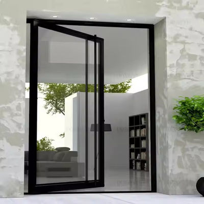 4-12 mm Doppelverglasung Aluminium Drehtür mit klarem Glas und Edelstahl Screen Netting Material