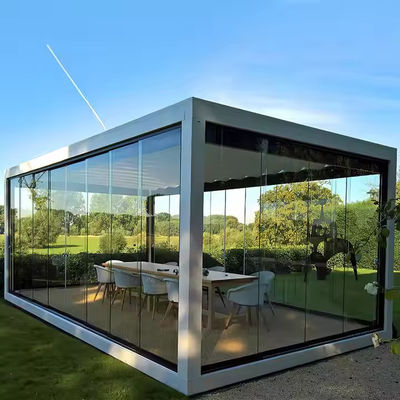 Rahmenlose Schiebe-Falt-Vorhang aus gehärtetem Glas, Balkontür