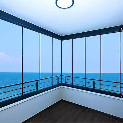 Rahmenlose Schiebe-Falt-Vorhang aus gehärtetem Glas, Balkontür