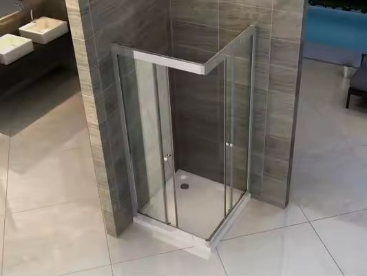 Seitliche Schiebeglasabtrennung für Badezimmer Aluminium Glas Edelstahl Walk-In-Duschraum