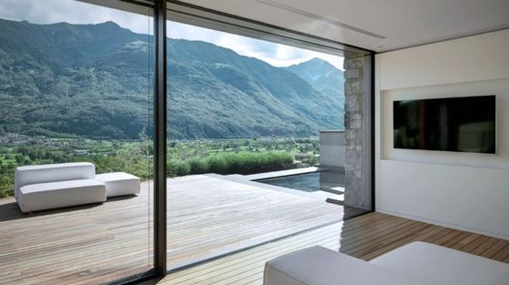 Moderne einfache Aluminium-Schiebetür mit Edelstahl-Hardware und verstärkten Rahmen