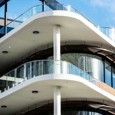 Aluminium Flat Curved Frameless Building Glass Panel Balkon Balustrade Handschraubersystem