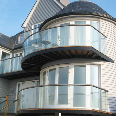 Aluminium Flat Curved Frameless Building Glass Panel Balkon Balustrade Handschraubersystem