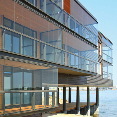 Aluminium Flat Curved Frameless Building Glass Panel Balkon Balustrade Handschraubersystem