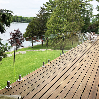 Aluminium U-Profil Glasgeländer Rahmenlos 12mm gehärtetes Glas Outdoor Verbund-Terrassendielen Geländer Bausätze