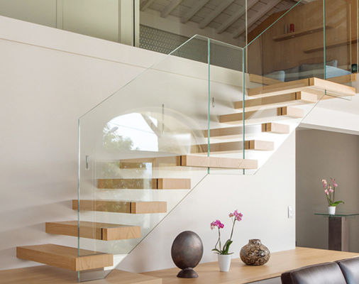 Mahlfarbe auf Maß Holz schwimmende Treppen mit klaren Frostfarbe und maßgeschneiderte Glasoptionen
