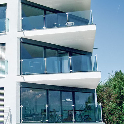Aluminium Flat Curved Frameless Building Glass Panel Balkon Balustrade Handschraubersystem